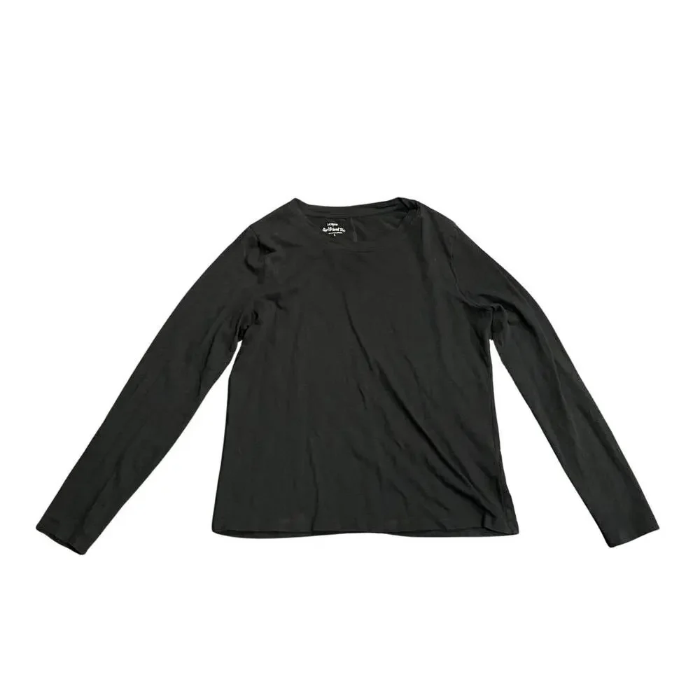 J. Crew Girlfriend Long Sleeve Tee Lot of Three White Green Black SZ L Casual
